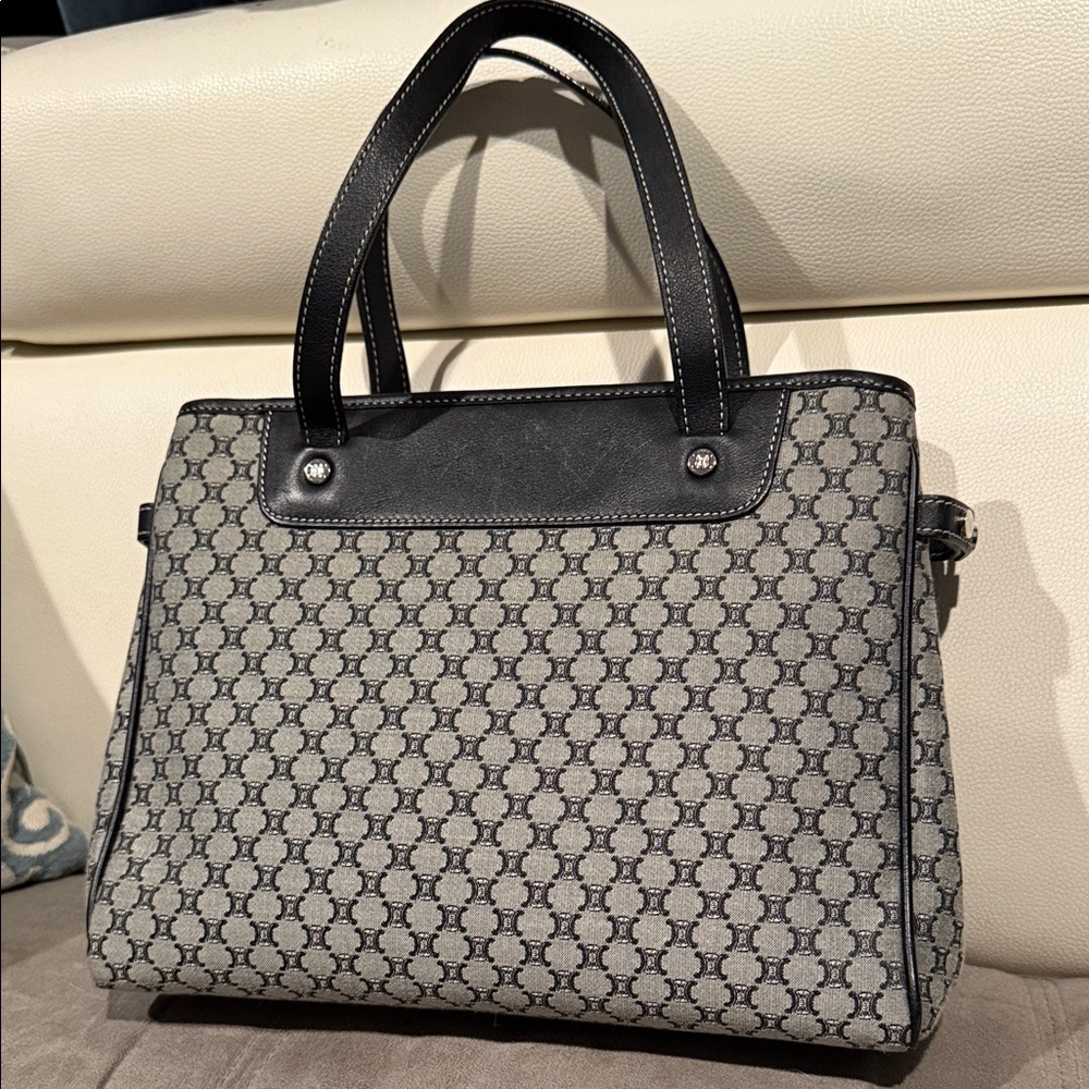 Authentic Celine Black and Gray Patterned Tote